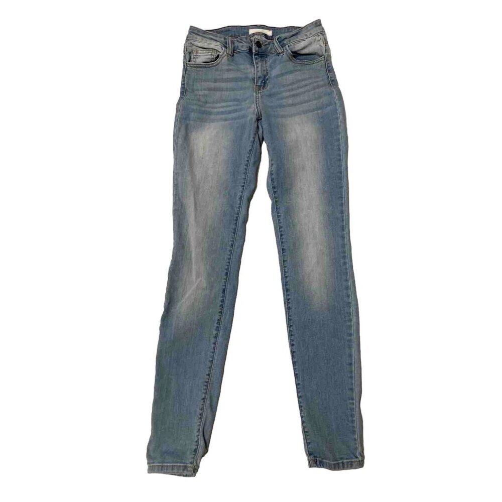 Cello Skinny Straight Leg Distressed Blue Jeans Juniors Size 5 Cotton Stretch